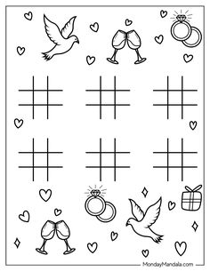 the crossword worksheet for valentine's day with hearts and doves