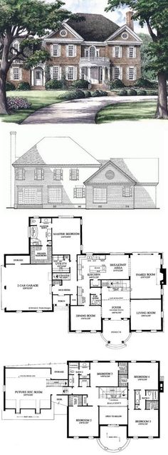 two story house plans with large windows and lots of room