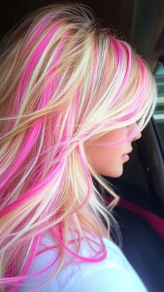 Brighten your look with baby pink highlights that enhance tan skin. Visit our page for tips on achieving this soft color. Save this pin for highlight inspiration! Tags: #BabyPinkHighlights #HairColor #TanSkin Blonde Hair With Pink Highlights Summer, Multi Colored Highlights, Baby Pink Highlights, Unusual Hairstyles, Highlight Inspiration, Exotic Hair Color