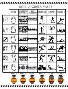 an image of a game board with different symbols and numbers on it, including vases