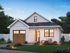 034H-0494: Country Ranch House Plan Fits a Narrow Lot; 1483 sf, 3 Bedrooms, 2 Baths, 1-Car Garage