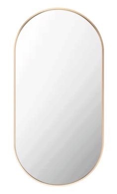 an oval shaped mirror on a white background