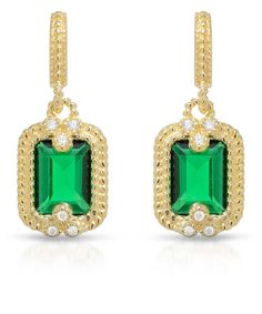 Royal Green Cubic Zirconia 18k Gold Plated 925 Sterling Silver Dangle Earrings View 1 Royal Green, Silver Dangle Earrings, Sterling Silver Dangle Earrings, Silver Earrings Dangle, Deep Green, Cut And Color, Emerald Cut, Cubic Zirconia, 18k Gold