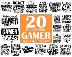 20 pack bundle of game svg and dxf files for silhouette, lettering