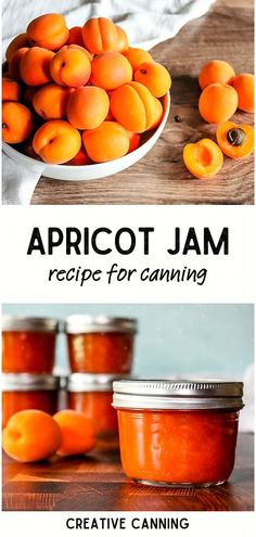 apricot jam recipe for canning with text overlay that reads apricot jam recipe for canning