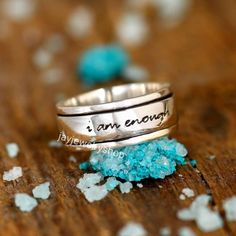 "I Am Enough Ring, Fidget Spinner Ring, Sterling Silver Ring for Women, Meditation Anxiety Ring, Engraved Ring, Inspirational Quote Ring, Spinner Ring.  Inspirational quote spinner ring. \"I Am Enough\" is a simple phrase with a big meaning, always to remind ourselves. A perfect meaningful gift for yourself or your loved one. Made of solid sterling silver Perfect as a gift for a loved one ❥ Metal: Solid sterling silver ❥ US Ring Size: Choose Size Free Shipping All Size" I Am Enough, Fidget Rings, Silver Spinner Rings, Wide Rings, Spinner Ring, Spinner Rings, Fidget Spinner, Sympathy Gifts, Engraved Rings