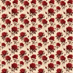 a red rose pattern on a white background