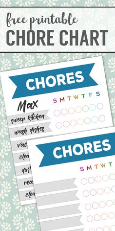 the free printable chore chart is perfect for kids to practice their handwriting skills