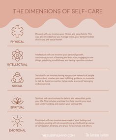 If you're interested in starting your own self-care practice or just want more examples of self-care activities, here's everything you need in one helpful guide! Self-Care Tips | Dimensions of Self-Care | Self-Care Ideas Spa Water, What Is Self, Self Care Activities, Self Care Routine, Physical Health, Eye Care, Fit Girl, Self Development, Self Esteem