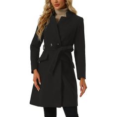 Belt design ensures a flattering fit for all body types, shows a slimmer elegant fashionable look. Knee length better fit your body, highlight your slim silhouette and modify your figure well, giving people a fresh look. Style this solid trench coat with blouse, jeans, pants, boots and high heels for a warm and elegant look. Measurement (in inches) International Size----------Shoulder Width----------Total Length XS------------------------------14 7/8---------------------------35 1/8 S----------- Elegant Knee-length Black Outerwear, Fitted Black Belted Wool Coat, Long Sleeve Black Wool Belted Coat, Long-sleeve Wool Coat With Self Belt, Long Hooded Jacket, Women's Puffer Coats, Plaid Trench Coat, Plaid Peacoat, Stand Collar Coat