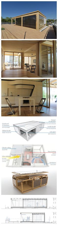 an architectural drawing shows the inside and outside of a house, with different sections in it