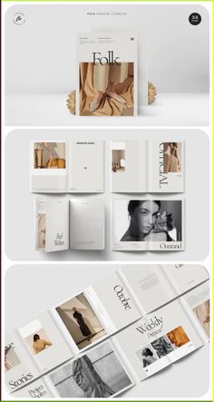 an open book with photos and text on the front cover, in white paper that reads f