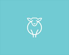 a white sheep on a blue background