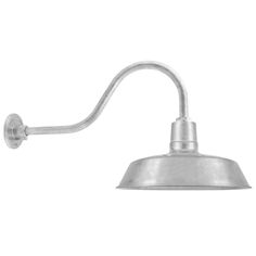 an industrial style wall light with a metal arm and goose head, on a white background