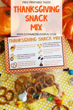 thanksgiving snack mix with free printable tags