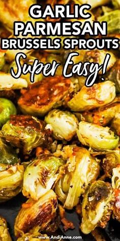 grilled brussel sprouts with text overlay