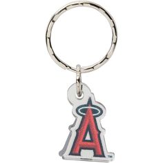 the los angels key chain is shown in red, white and blue with a logo on it