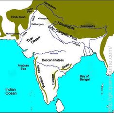 map of india showing the location of important cities and major rivers in different parts of asia