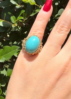 Robins egg, blue turquoise vintage ring made in 14K , 9.3 grams Vintage Yellow Gold Turquoise Oval Ring, Vintage Yellow Gold Oval Turquoise Ring, Oval Blue Turquoise Ring In 14k Gold, Vintage Turquoise Ring In 14k Gold, Blue Turquoise 14k Gold Oval Cabochon Ring, Blue Turquoise Oval Cabochon Ring In 14k Gold, Blue Oval Cabochon Turquoise Ring In 14k Gold, 14k Gold Blue Oval Cabochon Turquoise Ring, Heirloom Blue Oval Cabochon Turquoise Ring