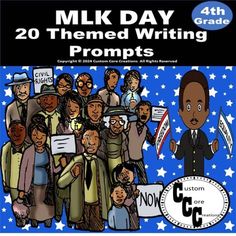 an image of mlk day poster with people holding signs and stars in the background