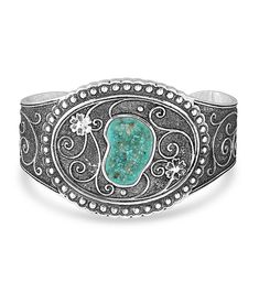 99.9% fine silver finish over a brass base. Montana Armor to help prevent tarnish. Western Cuff Bracelet, Boot Jewelry, Turquoise Bracelet Cuff, Western Hats, Turquoise Cuff, Country Road, Matching Necklaces, Silver Cuff, Rustic Style