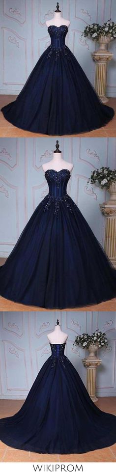 Prom Dresses With Lace, Tulle Prom Dresses, Dresses With Lace, Normal Clothes, Princess Ball Gowns, Tulle Prom Dress, Quinceanera Dresses, Blue Beads, Quinceanera