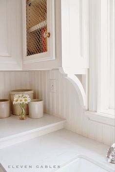 the kitchen cabinet is clean and ready to be used as a storage area for other items