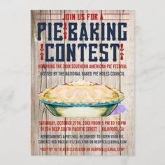 a poster for a pie baking contest