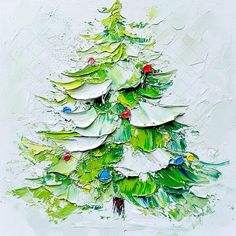 a painting of a green christmas tree