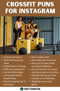 crossfit puns for instagram ad with an image of people doing exercises