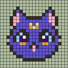 an image of a cat made out of pixellated squares with different colors and shapes