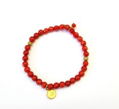 Coral Coin - MINU Jewels Adjustable Red Coral Jewelry, Adjustable Round Red Coral Jewelry, Orange Stackable Jewelry With Round Beads, Orange Stackable Round Bead Jewelry, Gold Bracelets With Red Coral As Gift, Gold Red Coral Bracelets As Gift, Gold Red Coral Bracelet As A Gift, Gold Red Coral Bracelets For Gifts, Gold Red Coral Bracelet For Gift