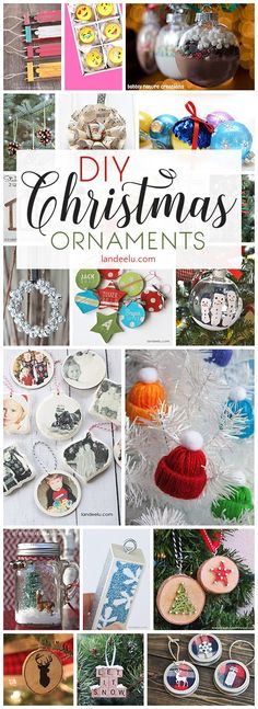 christmas ornaments are featured in this collage with the words diy christmas ornaments on them