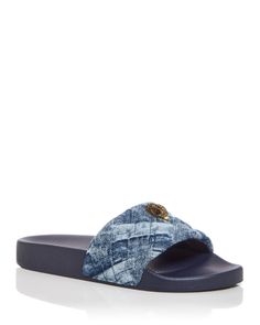 Kurt Geiger London Women's Meena Eagle Quilted Slide Sandals Kurt Sandals Outfit, Kurt Geiger Sneakers Outfit, Kurt Slides, Kurt Geiger Slides, Kurt Shoes, Kurt Geiger Sandals, Dubai Ideas, Eagle Quilt, Kurt Geiger Shoes