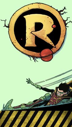 an image of a cartoon character flying through the air with a letter r above it