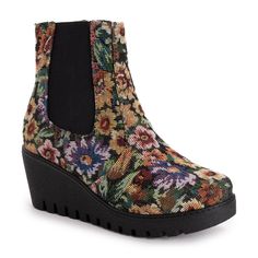 Dress up your favorite fall outfit in MUK LUKS? Women's Vermont Essex Wedge Booties. With soft faux fur lining to keep you warm and memory foam insoles for all day comfort, you will be set this cold weather season. Wipe with damp cloth. Do not bleach. Lay flat to dry. Imported - 100% Durable TPR Sole - 100% Polyester Upper - 100% Polyester Faux Fur Lining - 100% Polyester Insole - Memory Foam Insole for all day comfort - Wedge heel - Women?s Sizes 6-11 - Multiple Color Options Muk Luks Boots, Winter Wedges, Wedge Ankle Boots, Shoes Heels Wedges, Womens Wedges, Dress And Heels, Multiple Color, Black Booties, Fall Outfit