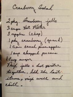 an old handwritten recipe on paper with writing