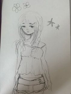 a drawing of a girl with her eyes closed