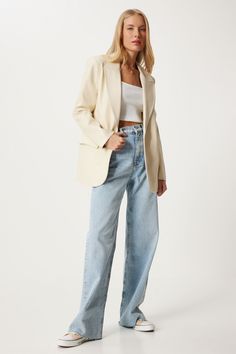 Elevate your wardrobe with our Women’s Cream Tailored Blazer, a timeless piece that combines sophistication and versatility. This single-breasted jacket features a flattering tailored fit, structured shoulders, and a sleek cream color that adds elegance to any outfit. Made from high-quality fabric, it offers both comfort and durability, making it perfect for work, special occasions, or elevating your everyday look. Pair it with jeans for a chic casual style or over a dress for a polished finish. This blazer is an essential addition to any modern woman’s closet. • Women’s cream blazer • Tailored single-breasted jacket • Classic women’s blazer • Cream tailored jacket • Women’s elegant blazer • Chic office wear blazer • Women’s versatile blazer • Cream formal jacket • Women’s structured blaze Chic Business Casual Blazer With Button Closure, Chic Notched Blazer With Button Closure, Timeless Button-up Fall Blazer, Timeless Fall Button-up Blazer, Chic Tailored Button-up Blazer, Formal Double Button Blazer, Beige Single Breasted Button-up Blazer, Tailored Beige Blazer With Button Closure, Timeless Button-up Blazer With Hidden Closure