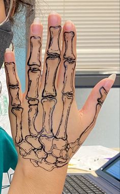 Drawn Skeleton Hand, How To Draw A Skeleton Hand On Paper, Skeleton Arm Drawing On Arm, Skellington Hand Drawing, Hand Skull Drawing, Scelotin Hand Drawing, Fake Tattoos To Draw On Yourself, Skeletal Hand Drawing, Skeleton Drawing On Hand