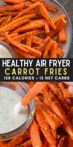 healthy air fryer carrot fries with ranch dip