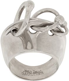 Band ring in silver-tone brass. O-rings at face. Supplier color: Silver Aquamarine Ring Men, Gothic Silver Jewelry, Abstract Jewelry Design, Chunky Silver Jewellery, Dope Jewelry, Stacked Jewelry, Funky Jewelry, Paul Gaultier, Jewelry Inspo