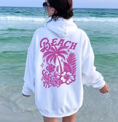 Beach Vibes Hoodie, Custom Color Design Sweater, Aesthetic Hoodie, Tumblr Hoodie HOW TO PLACE YOUR ORDER? Please ensure that you carefully review the size, color, and theme of all the images in this listing. * Select your preferred size and shirt color from the provided menus. * Complete the empty box by specifying your desired design color for personalization. Refer to the photos in this listing to view the available color options. * Choose the quantity you wish to purchase. * Click "Add to Car Trendy Beach Hoodie With Letter Print, Trendy Letter Print Hoodie For Beach, Oversized Letter Print Hoodie For Vacation, Oversized Hoodie With Letter Print For Vacation, White Cotton Beach Hoodie, White Cotton Hoodie For Beach, White Cotton Hoodie For The Beach, Spring Vacation Hoodie With Letter Print, Hooded Sweatshirt With Letter Print For Vacation