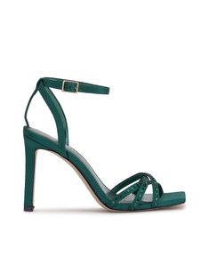 Product Description Embellished Strappy Sandal Product Details Heel Height: 3.7" Satin Imported Elegant Green Sandals For Party, Green Ankle Strap Sandals For Party, Green Embellished Open Toe Heels, Formal Green Embellished Sandals, Glamorous Green Embellished Heels, Green Heels For Summer Events, Spring Green Embellished Heels, Green Summer Event Heels, Green Embellished Heels For Evening