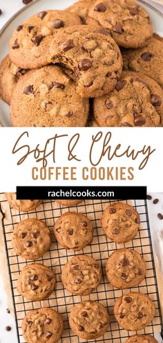 soft and chewy chocolate chip cookies on a cooling rack