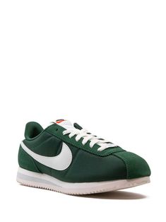 Nike Cortez Suede Sneakers - Farfetch Green Low-top Custom Sneakers With Gum Sole, Custom Green Low-top Sneakers With Gum Sole, Green Leather High-top Sneakers With Gum Sole, Green Suede Casual Sneakers, Casual Green Suede Sneakers, Green Synthetic Sneakers For Jogging, Suede Running Shoes With Rubber Waffle Outsoles For Sports, Suede Running Shoes With Rubber Waffle Outsoles, Classic Green Custom Sneakers For Streetwear