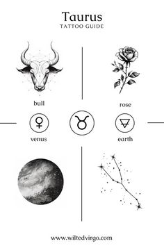 Tattoo Ideas For Women Taurus Tattoo Ideas, Couples Zodiac Tattoos, Taurus Symbol Tattoo, Zodiac Sign Tattoo, Taurus Bull Tattoos, Venus Tattoo, Taurus Symbols, Taurus Tattoo, Taurus Art