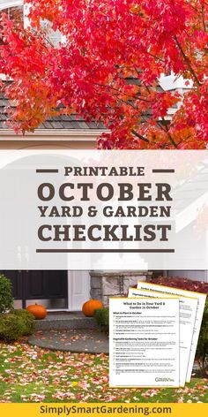 a yard and garden checklist with fall leaves