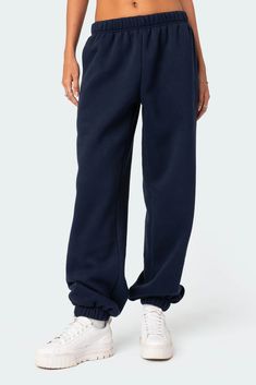 Denim Shorts Outfit Summer, Oversized Sweatpants, Blue Sweatpants, Sweatpants Outfit, Wide Leg Sweatpants, Cute Pants, Comfy Pants, Back To School Outfits, Knit Pants