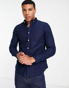 Shirts by New Look Love at first scroll Button-down collar Button placket Chest pocket Regular fit Oxford Shirt Outfit, Dark Blue Shirt, Shirt Outfit Men, Stripe Outfits, Fitness Challenge, Navy Fashion, Love At First, Oxford Shirt, Charlotte Tilbury